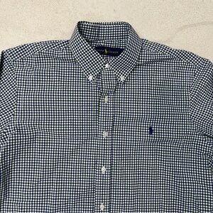 Polo Ralph Lauren Green Navy Gingham Check Button Down Shirt Men’s Large